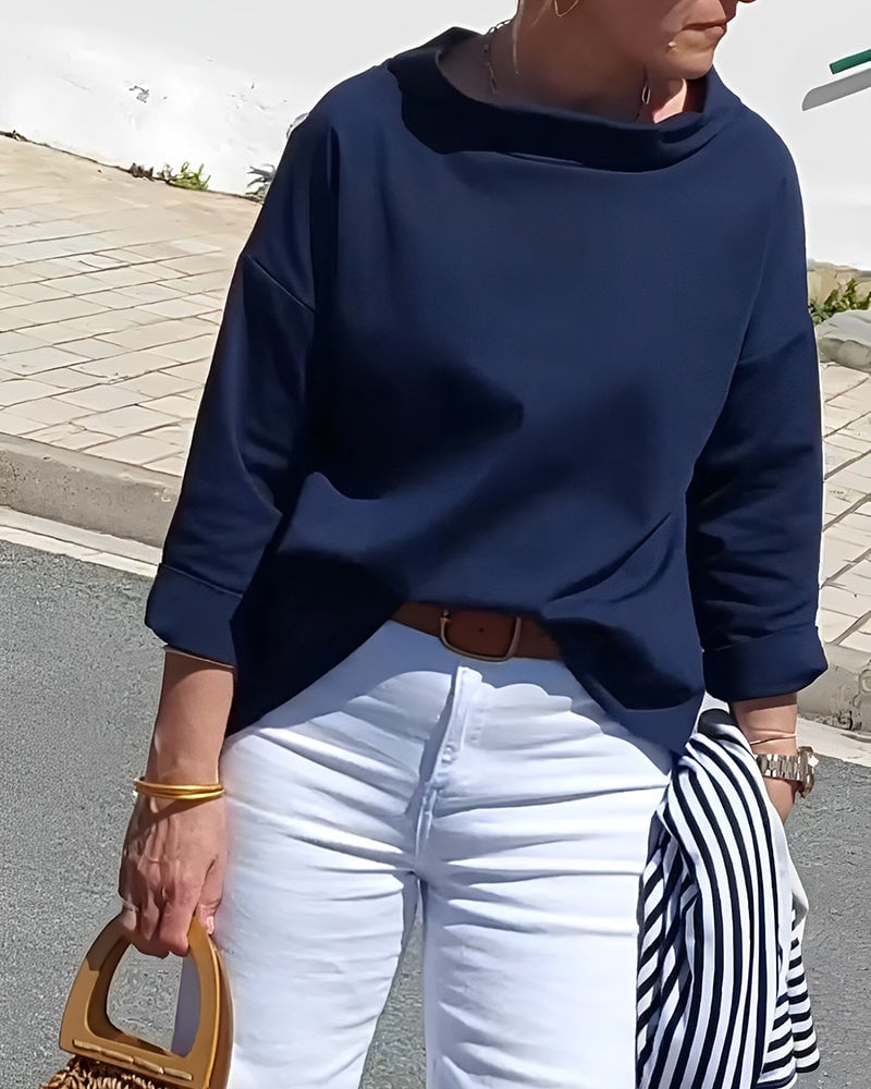 Sabina Argiro™ T-shirt alla moda con mezzo dolcevita