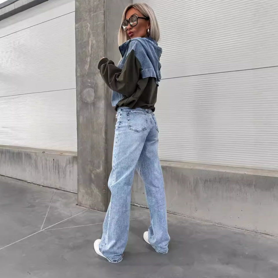 Serafina™ Giacca di jeans con cappuccio e coulisse