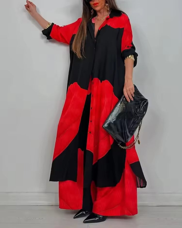 Susanna Perro™ Completo con top e pantaloni stampati patchwork con scollo a V