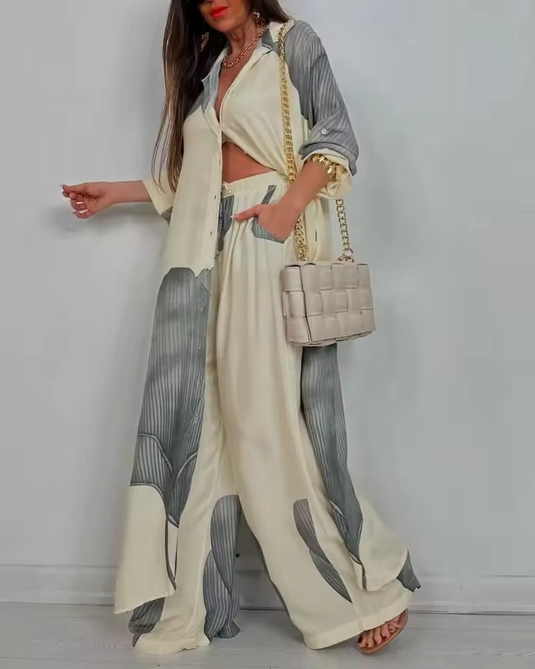 Susanna Perro™ Completo con top e pantaloni stampati patchwork con scollo a V