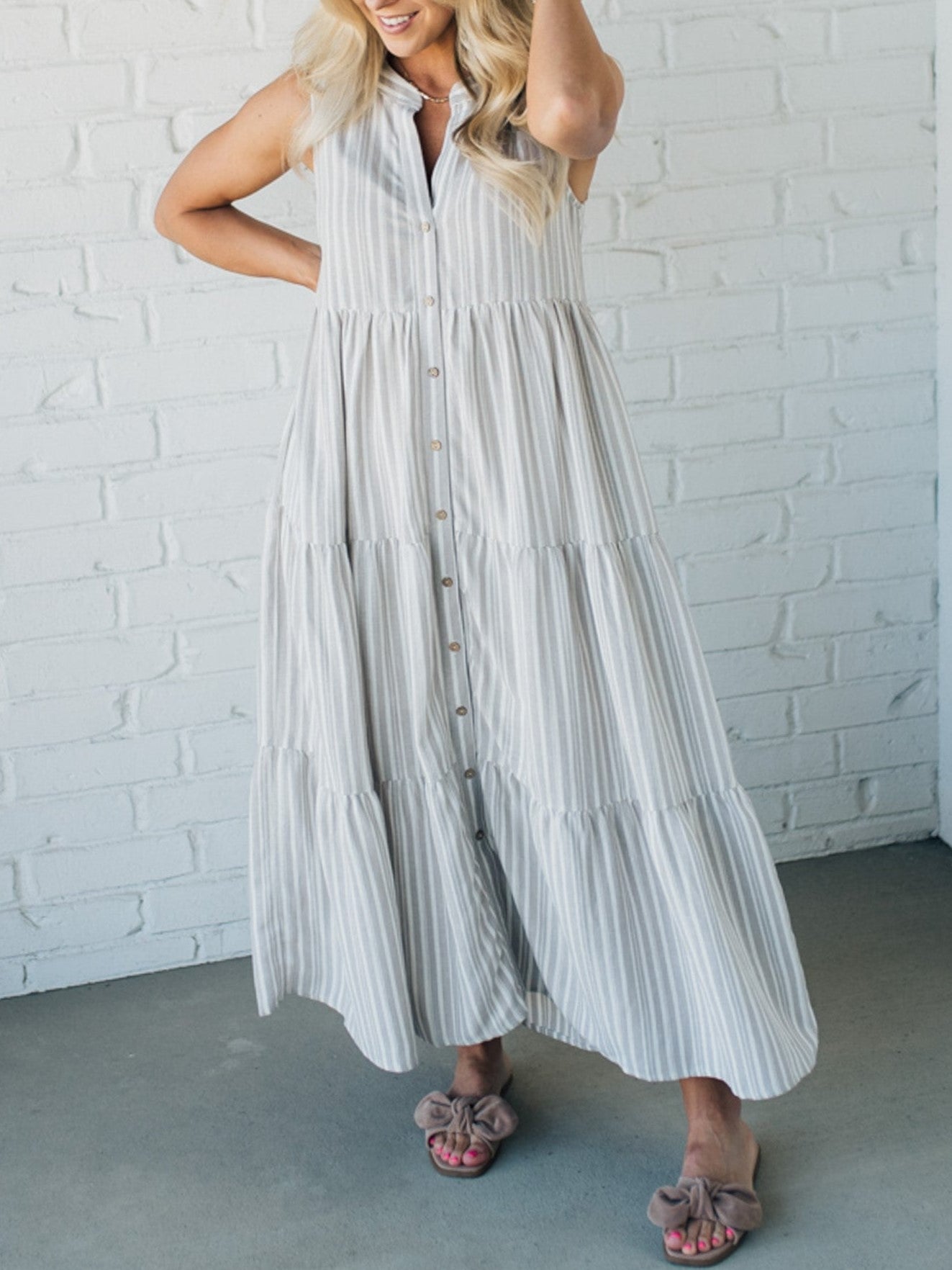 Taylor Lee™️ Abito con scollo a V a righe
