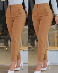 Tea Fava™ Pantaloni a vita alta con pieghe