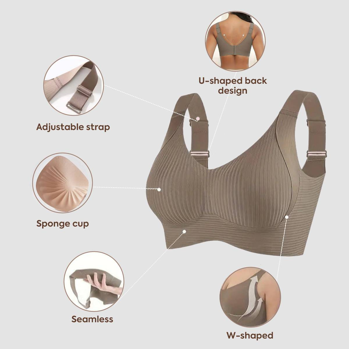 Trasea Colli™ Reggiseno antiscivolo senza ferretto