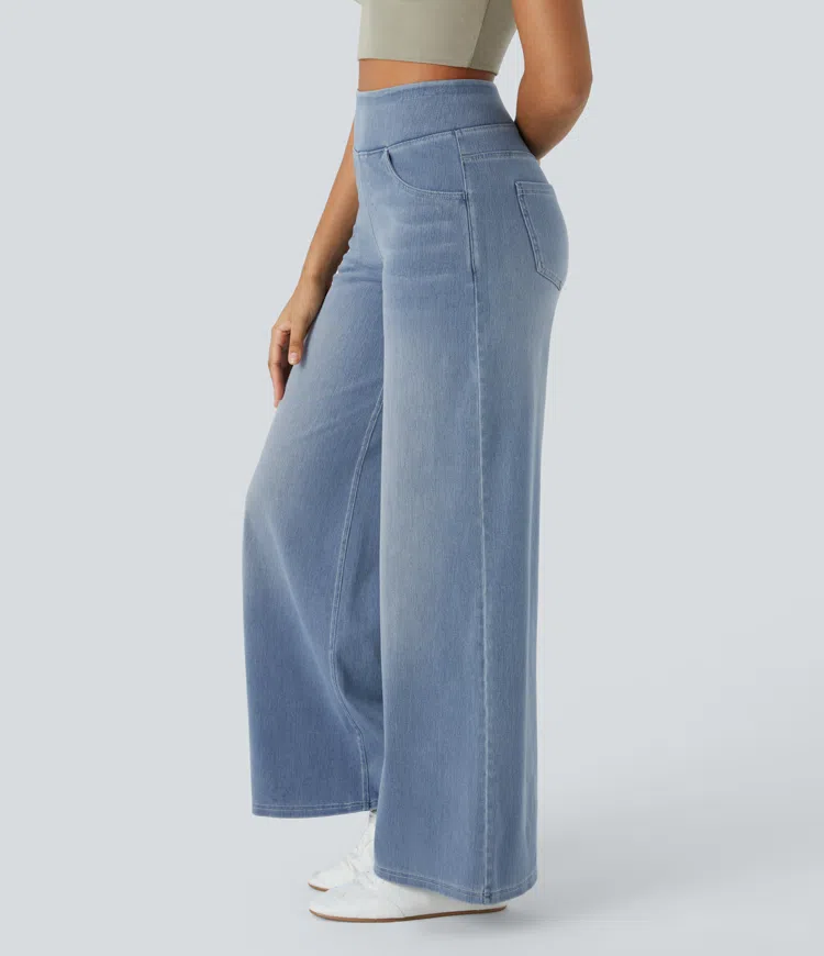 Uliva Di Rocco™ Jeans a gamba larga a vita alta super elasticizzati