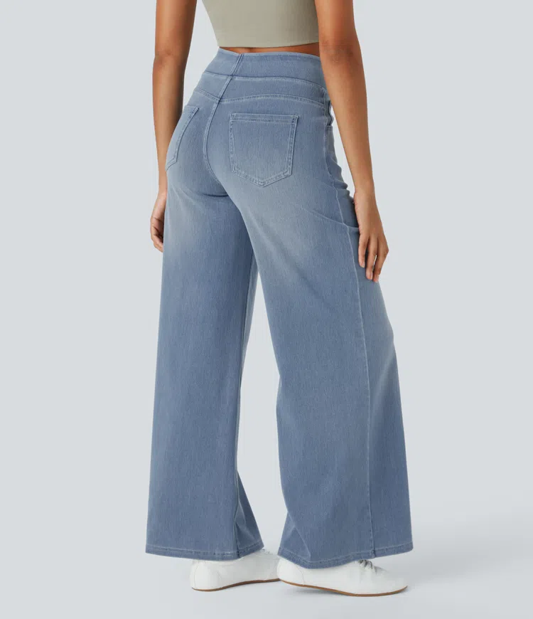 Uliva Di Rocco™ Jeans a gamba larga a vita alta super elasticizzati