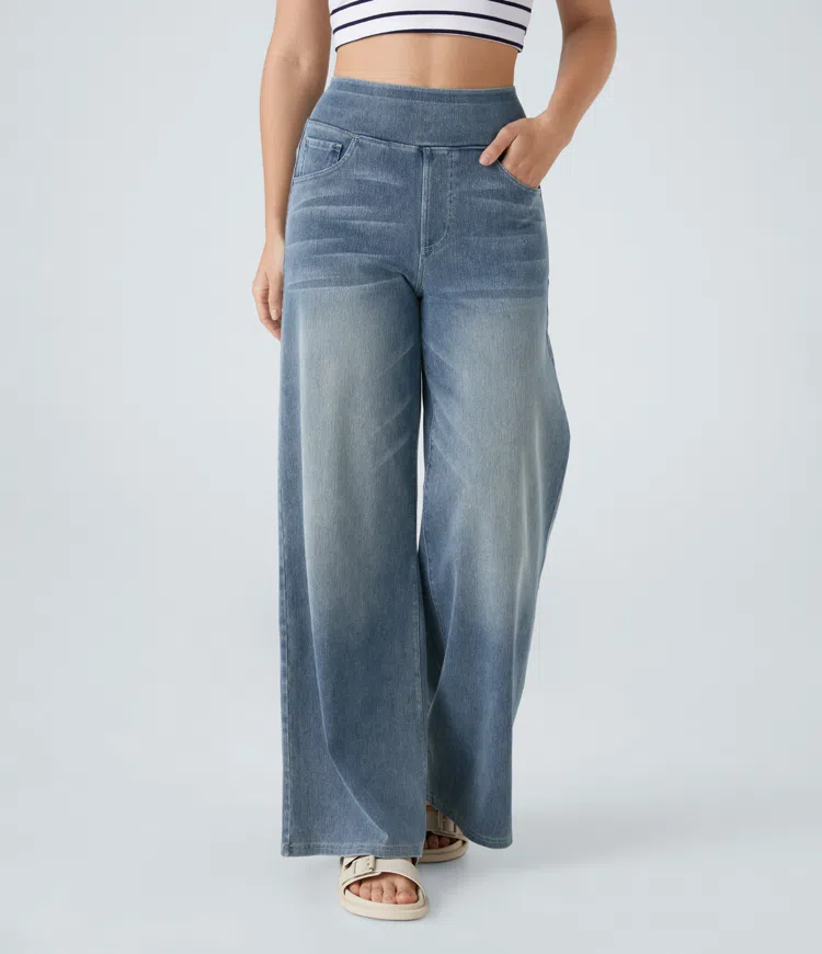 Uliva Di Rocco™ Jeans a gamba larga a vita alta super elasticizzati