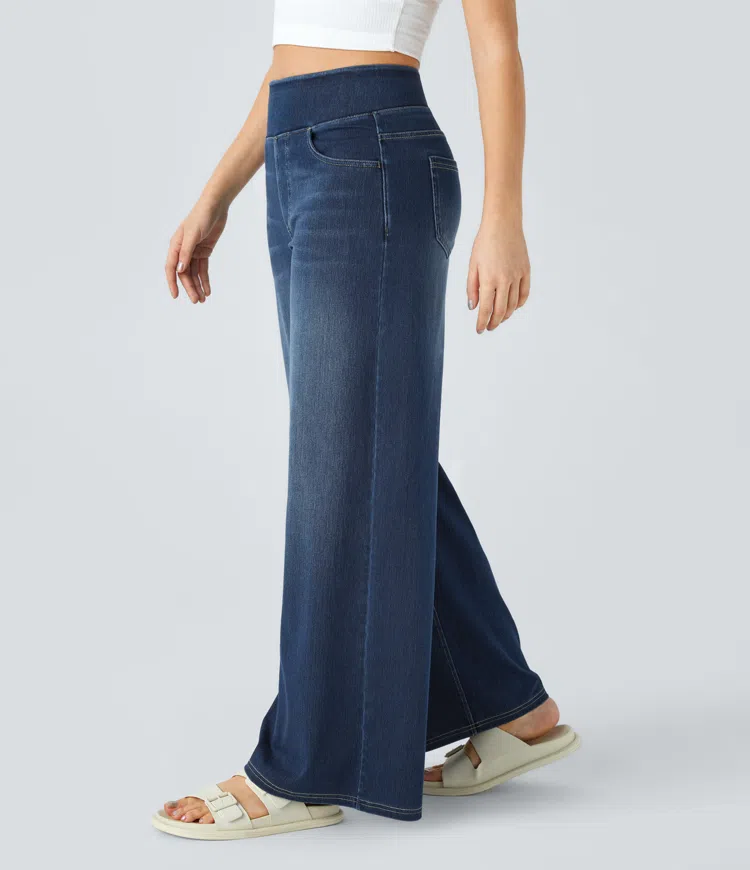 Uliva Di Rocco™ Jeans a gamba larga a vita alta super elasticizzati