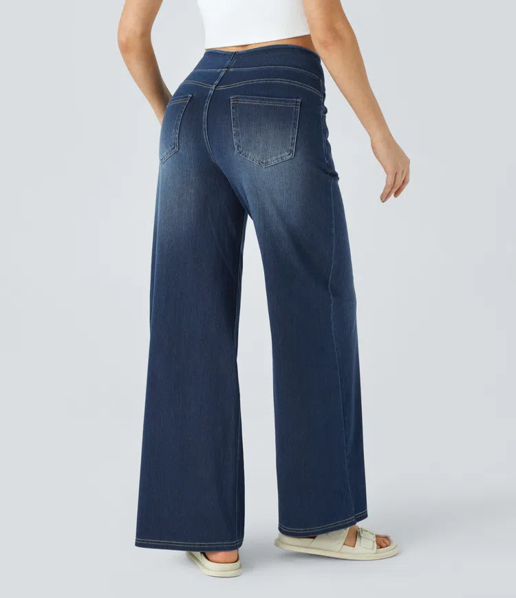 Uliva Di Rocco™ Jeans a gamba larga a vita alta super elasticizzati