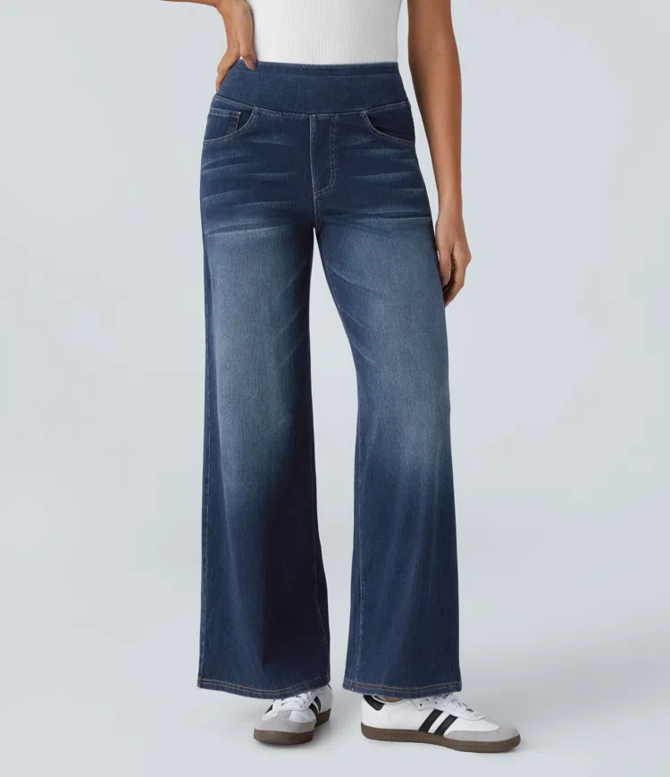 Uliva Di Rocco™ Jeans a gamba larga a vita alta super elasticizzati