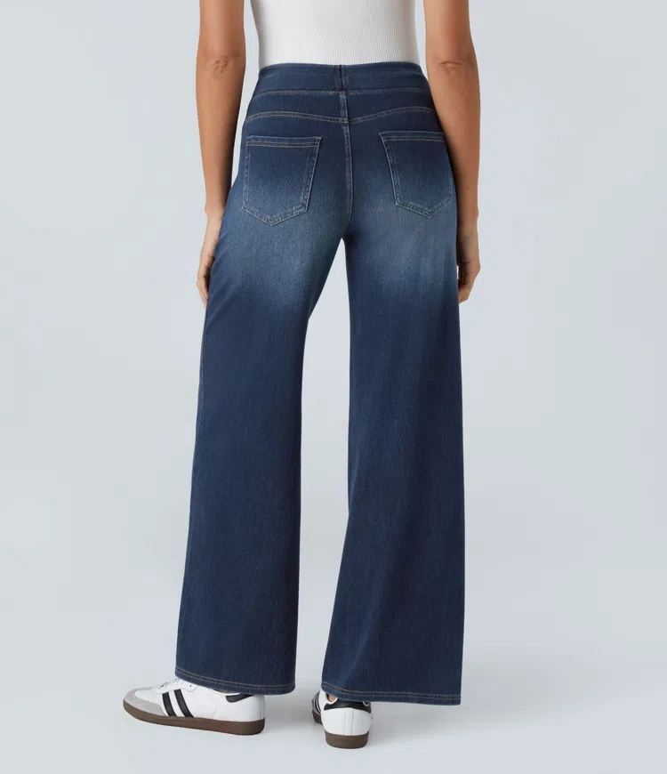 Uliva Di Rocco™ Jeans a gamba larga a vita alta super elasticizzati