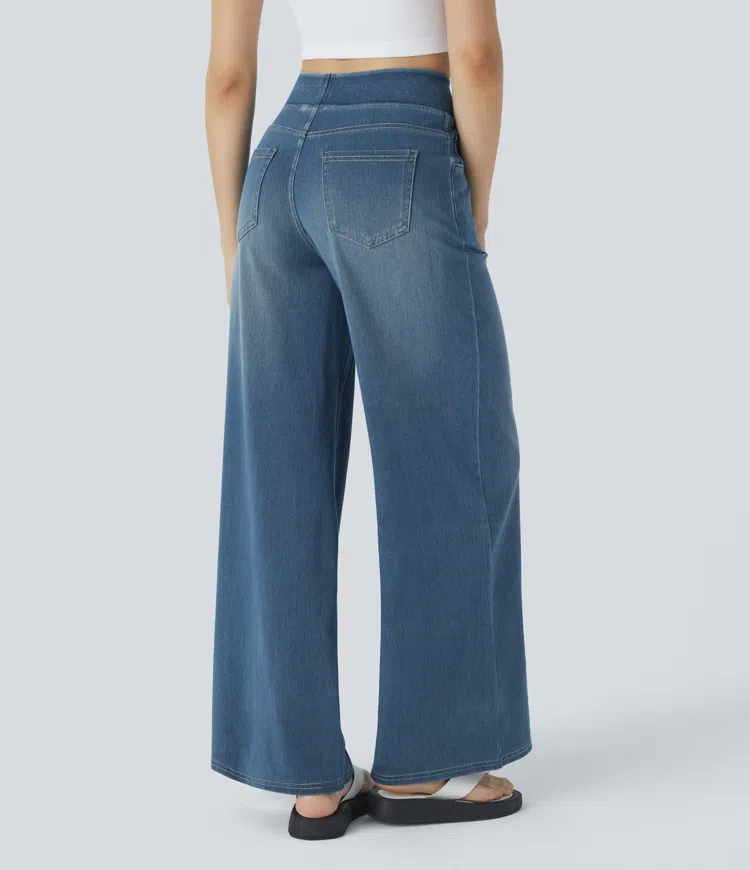 Uliva Di Rocco™ Jeans a gamba larga a vita alta super elasticizzati