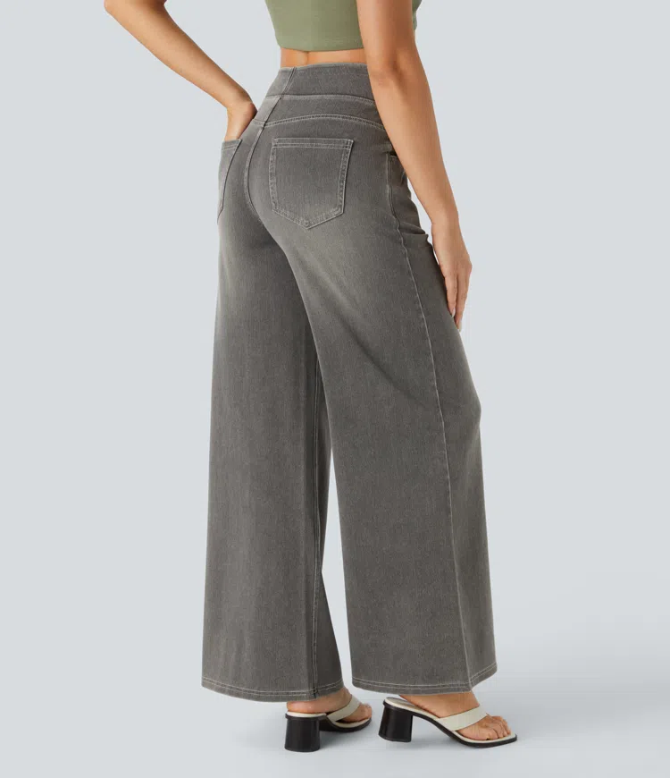 Uliva Di Rocco™ Jeans a gamba larga a vita alta super elasticizzati