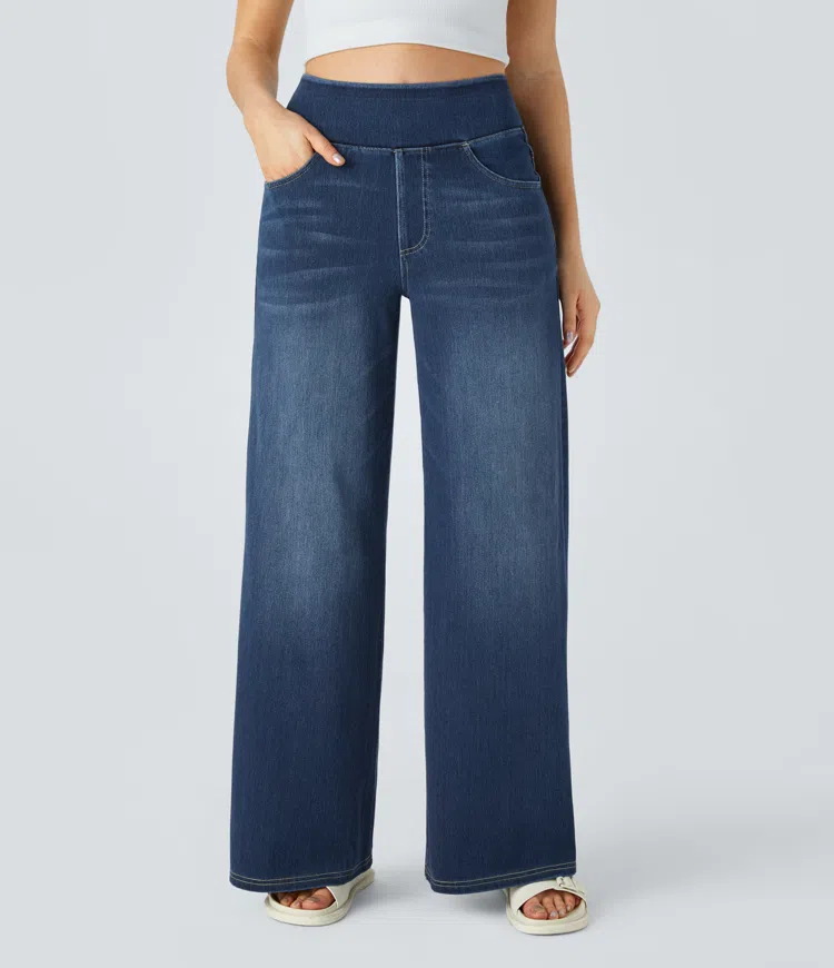 Uliva Di Rocco™ Jeans a gamba larga a vita alta super elasticizzati