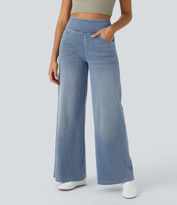 Uliva Di Rocco™ Jeans a gamba larga a vita alta super elasticizzati