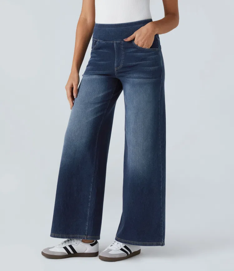 Uliva Di Rocco™ Jeans a gamba larga a vita alta super elasticizzati