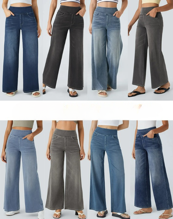 Uliva Di Rocco™ Jeans a gamba larga a vita alta super elasticizzati
