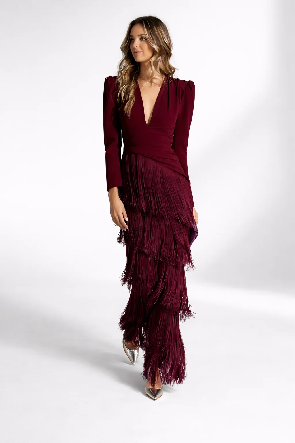 Ursola Abbondanza™ Abito midi con frange elegante per occasioni speciali