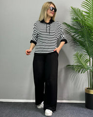 Valeria Mosco™ Completo donna composto da top e pantaloni a righe