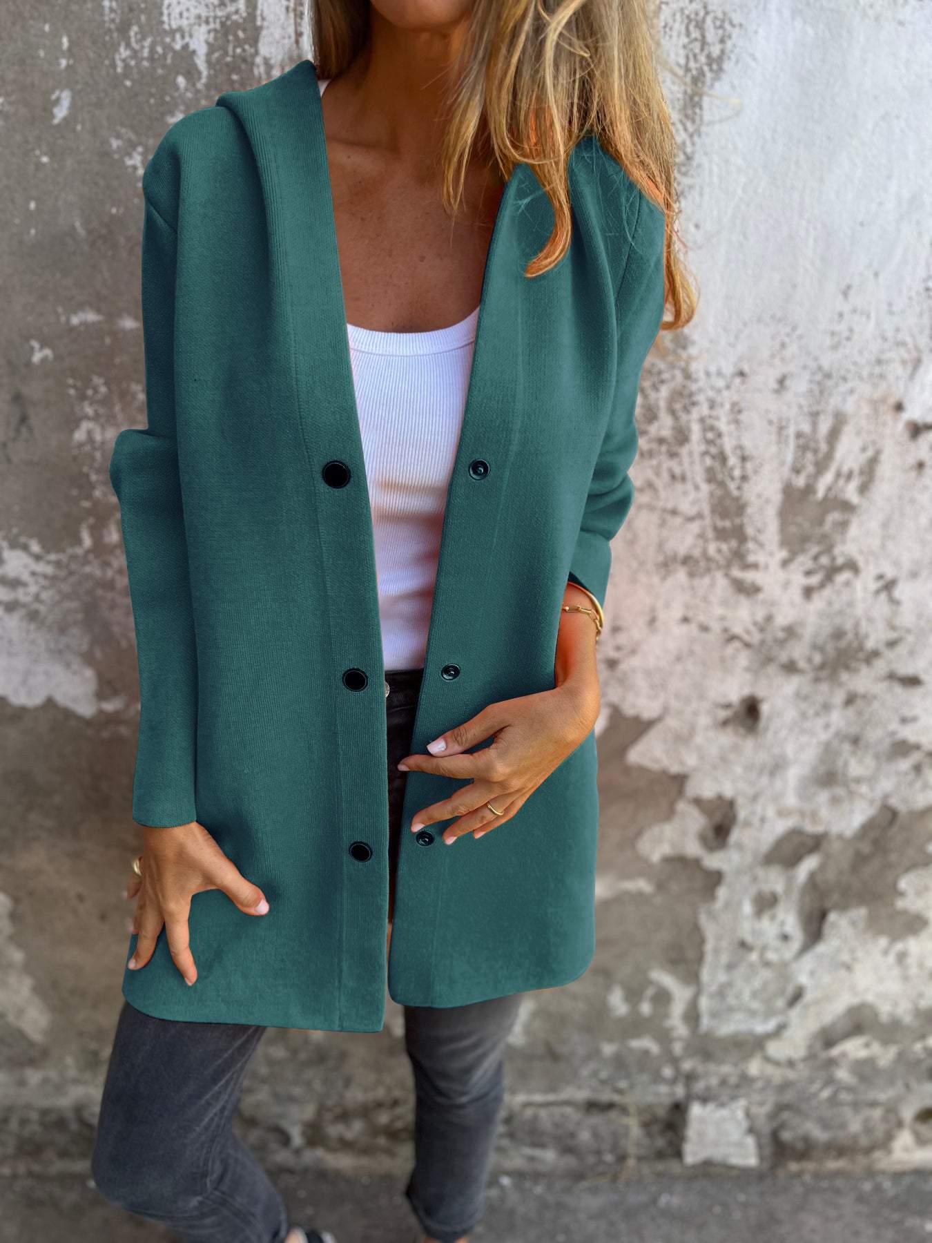 Xènia Enciso™ Giacca monopetto casual con cappuccio