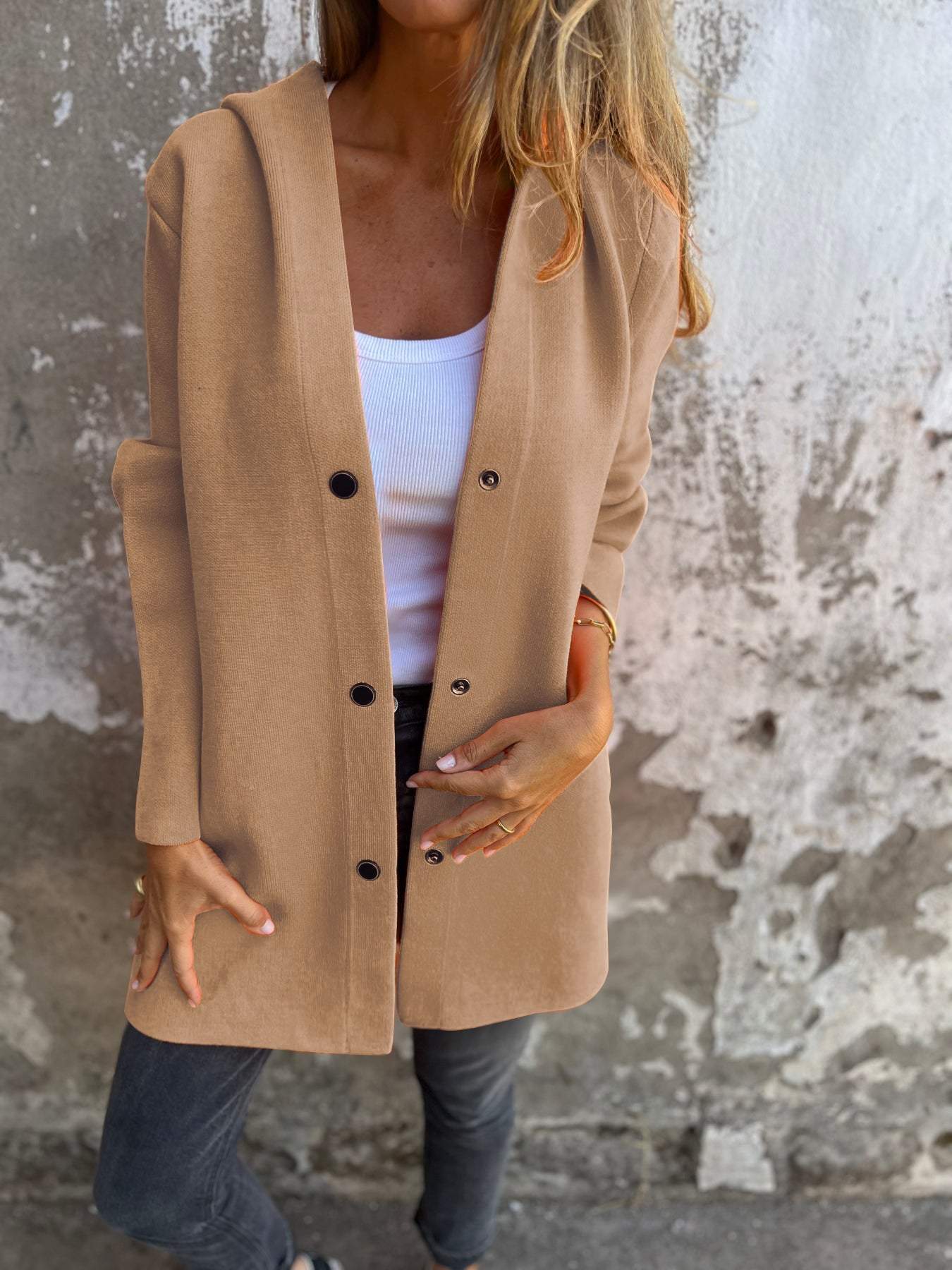 Xènia Enciso™ Giacca monopetto casual con cappuccio