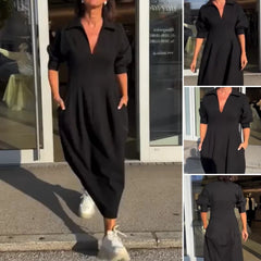 Zarina Sassano™ Abito midi con scollo a V