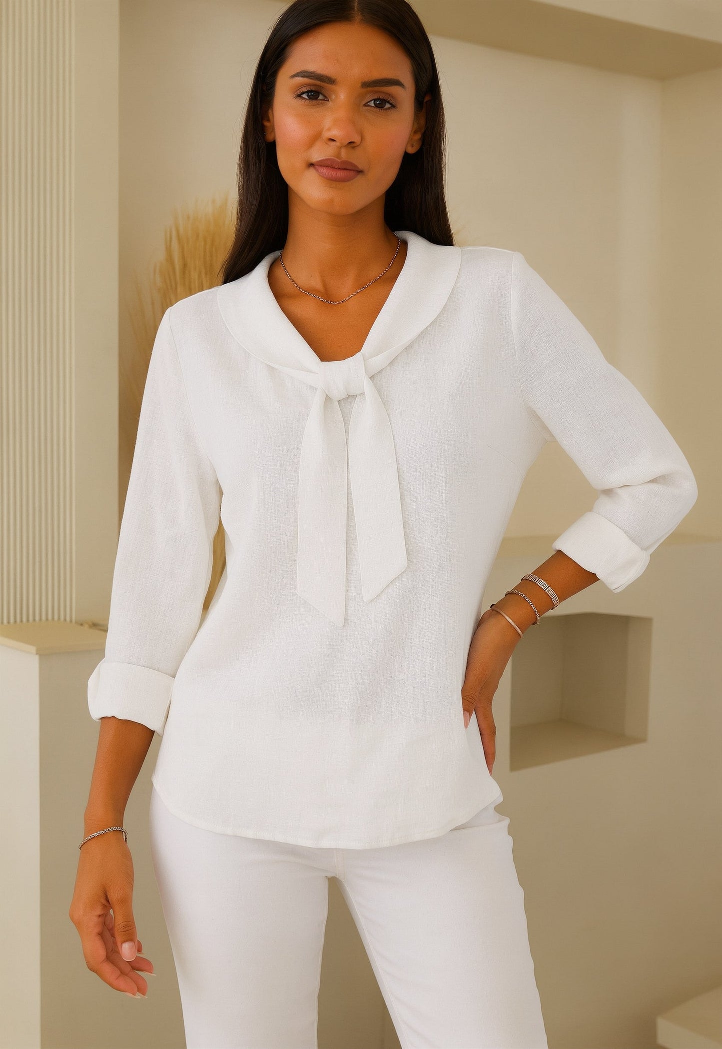 Ilaria Costa™ Blusa casual in cotone e lino traspirante