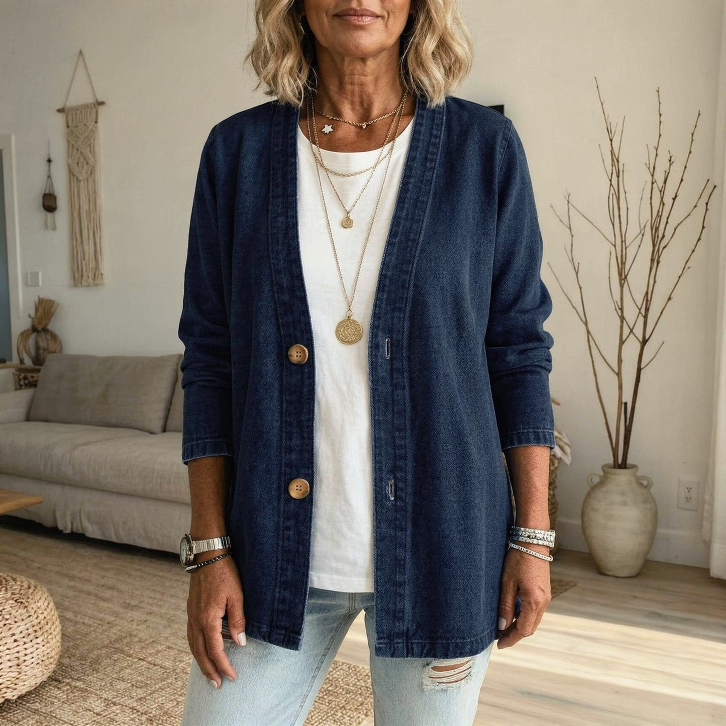 Edvige Bertozzi™ Giacca di jeans per layering senza sforzo