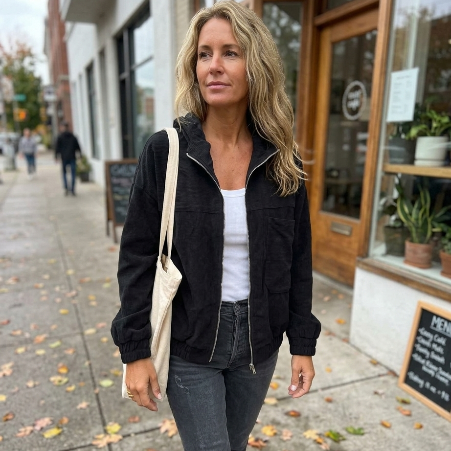 Adele Mariani™ Giacca in velluto a coste con cappuccio e zip
