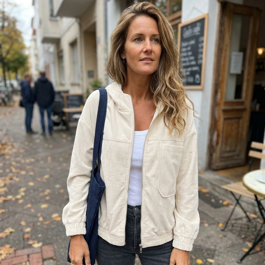 Adele Mariani™ Giacca in velluto a coste con cappuccio e zip