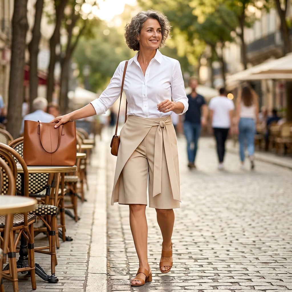 Adriana Della Valle™ Culottes a gamba larga eleganti con fiocco frontale