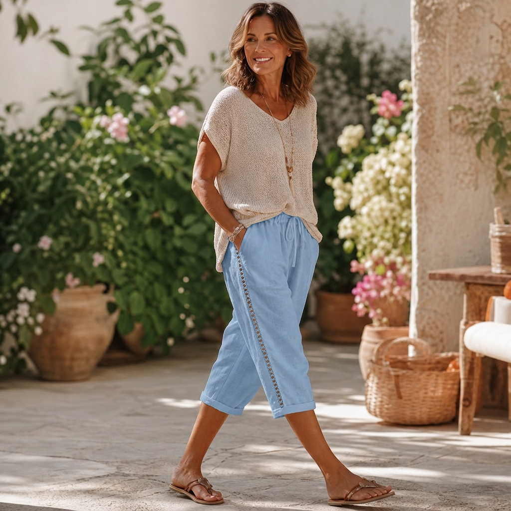 Adriana Gabba™ Pantaloni capri con pizzo traforato per il comfort estivo