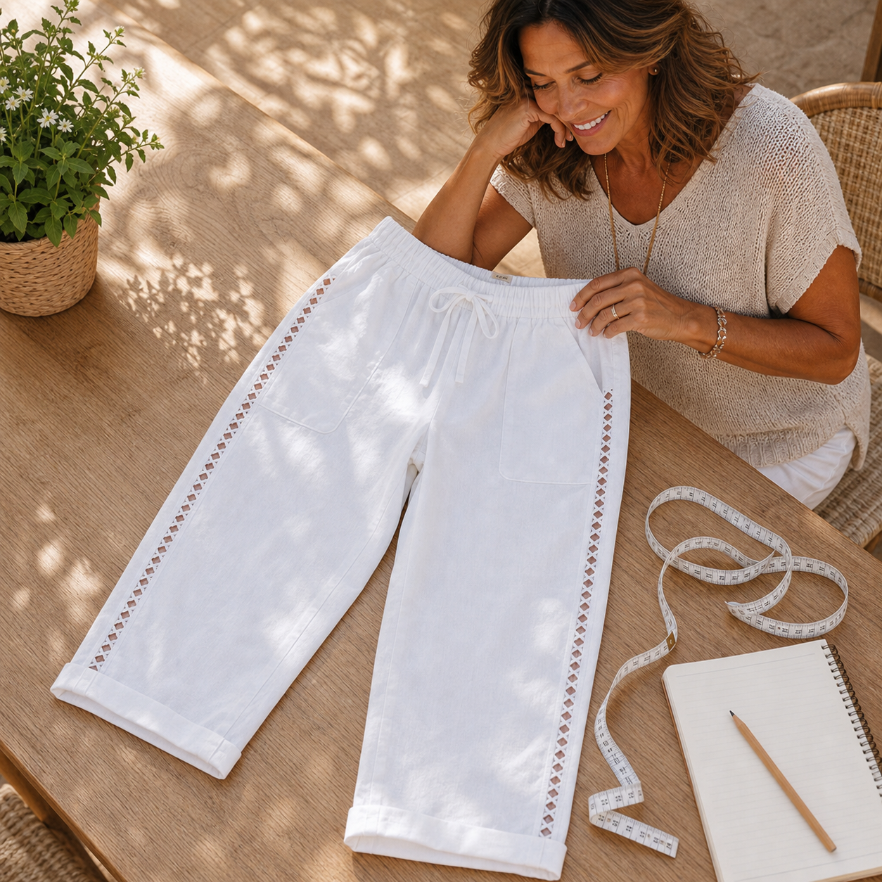 Adriana Gabba™ Pantaloni capri con pizzo traforato per il comfort estivo