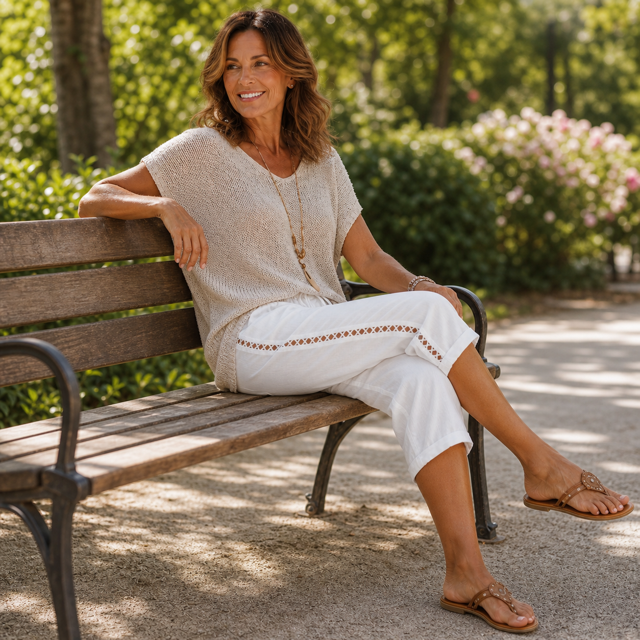Adriana Gabba™ Pantaloni capri con pizzo traforato per il comfort estivo