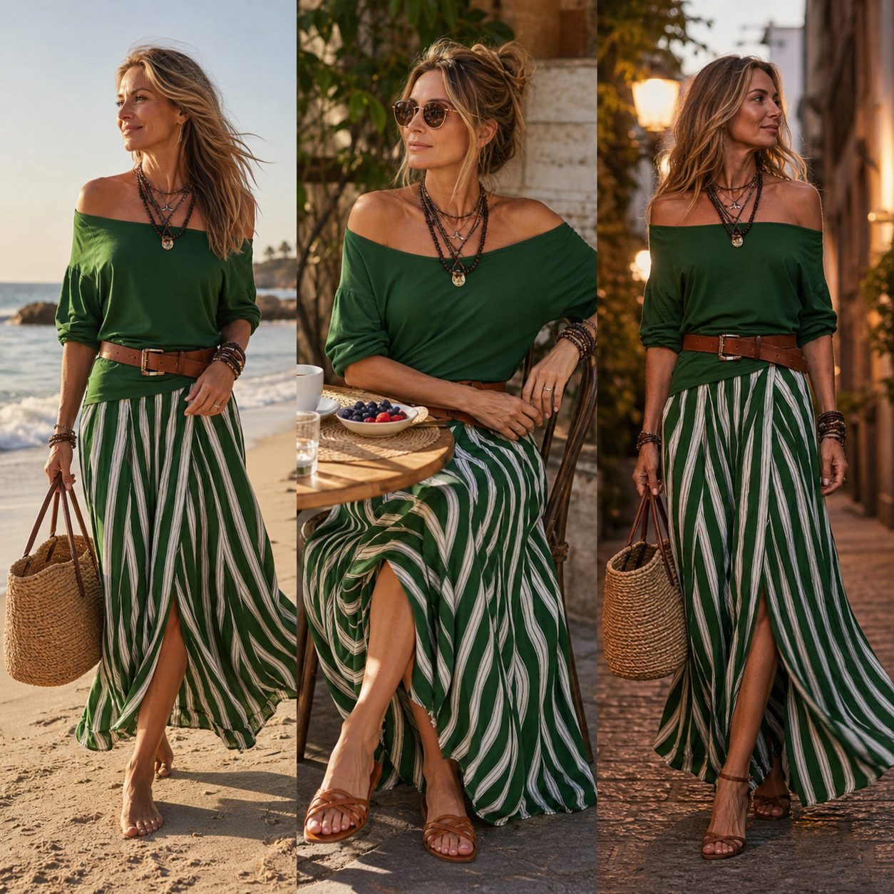 Adriana Romanin™ Coordinato gonna lunga a righe per uno stile estivo senza sforzo