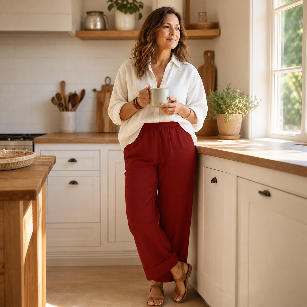 Adriana Turchi™ Pantaloni a gamba larga comodi dalla vestibilità valorizzante