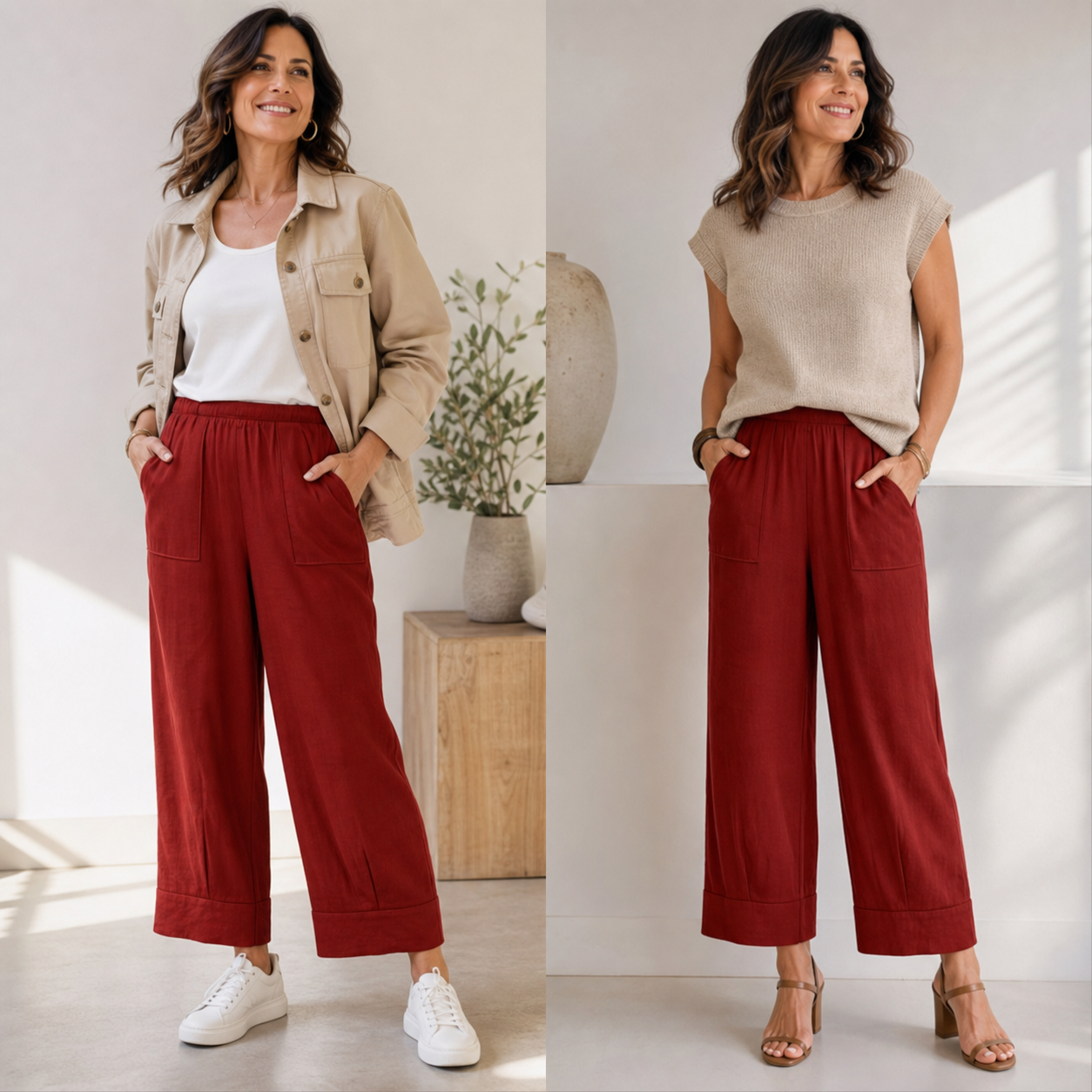 Adriana Turchi™ Pantaloni a gamba larga comodi dalla vestibilità valorizzante