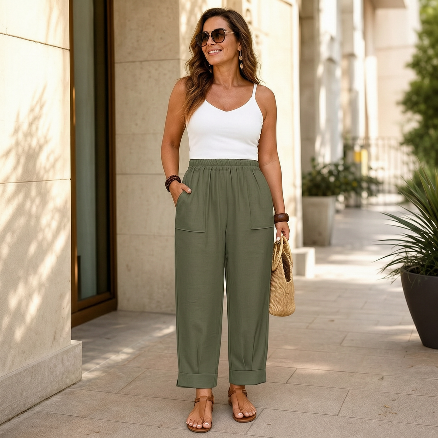 Adriana Turchi™ Pantaloni a gamba larga comodi dalla vestibilità valorizzante
