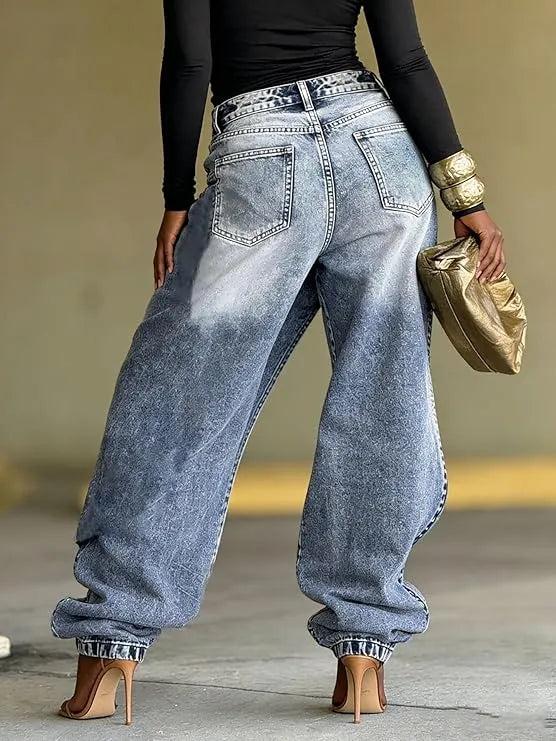 Agata Barchetti™ Jeans patchwork con spacco al fondo per uno stile che si distingue