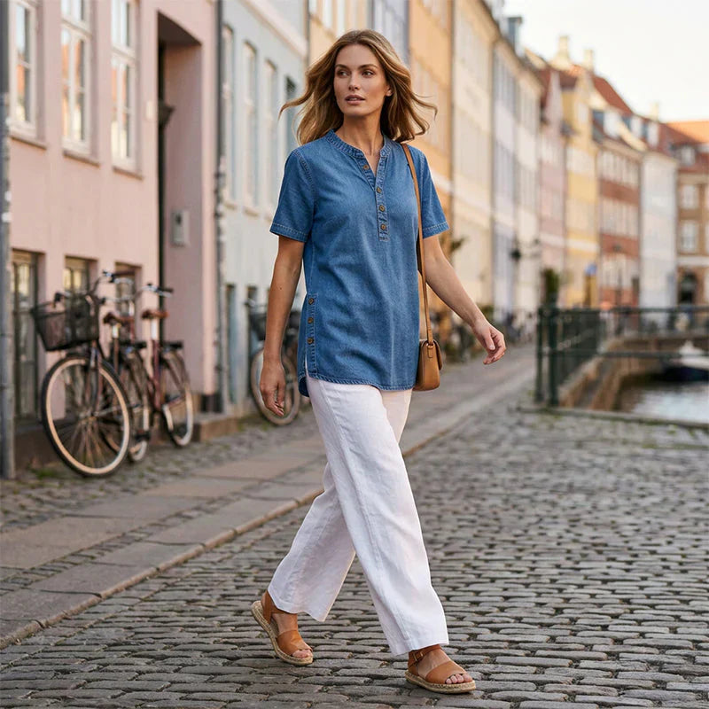 Agata Pietrosanti™ Tunica leggera con scollo a V per un comfort senza sforzo