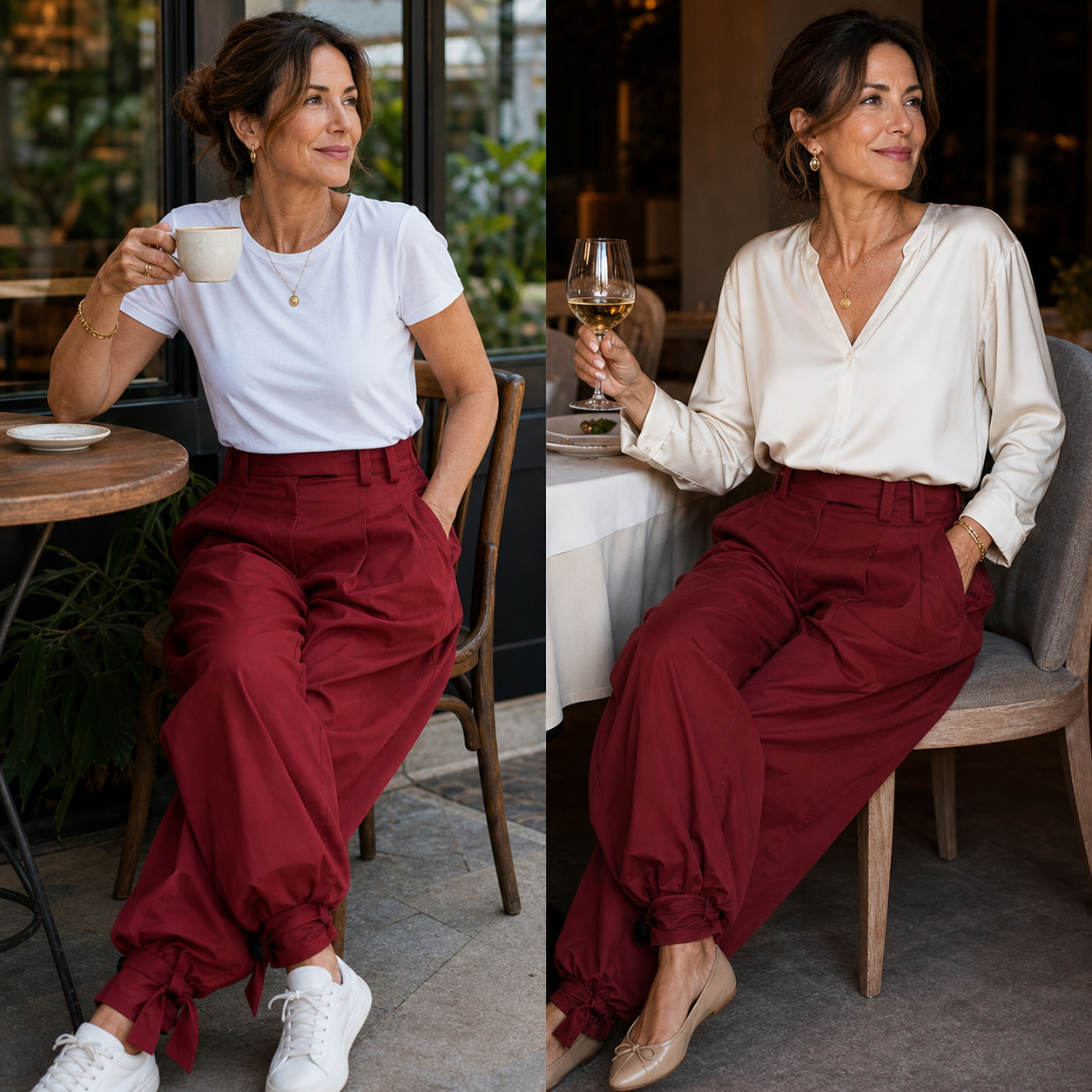 Agata Savorani™ Pantaloni a gamba larga con pince per uno stile senza sforzo