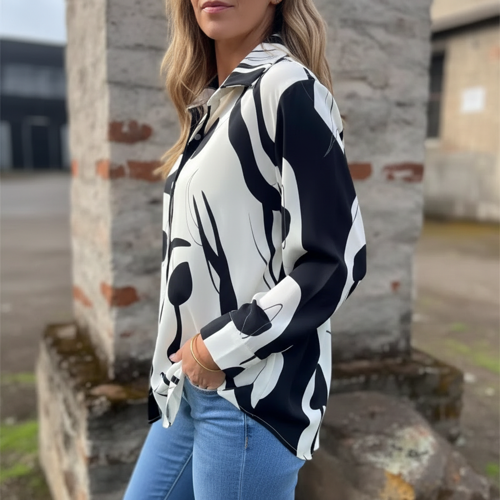 Agnese Abbondanza™ Camicia morbida traspirante con stampa artistica