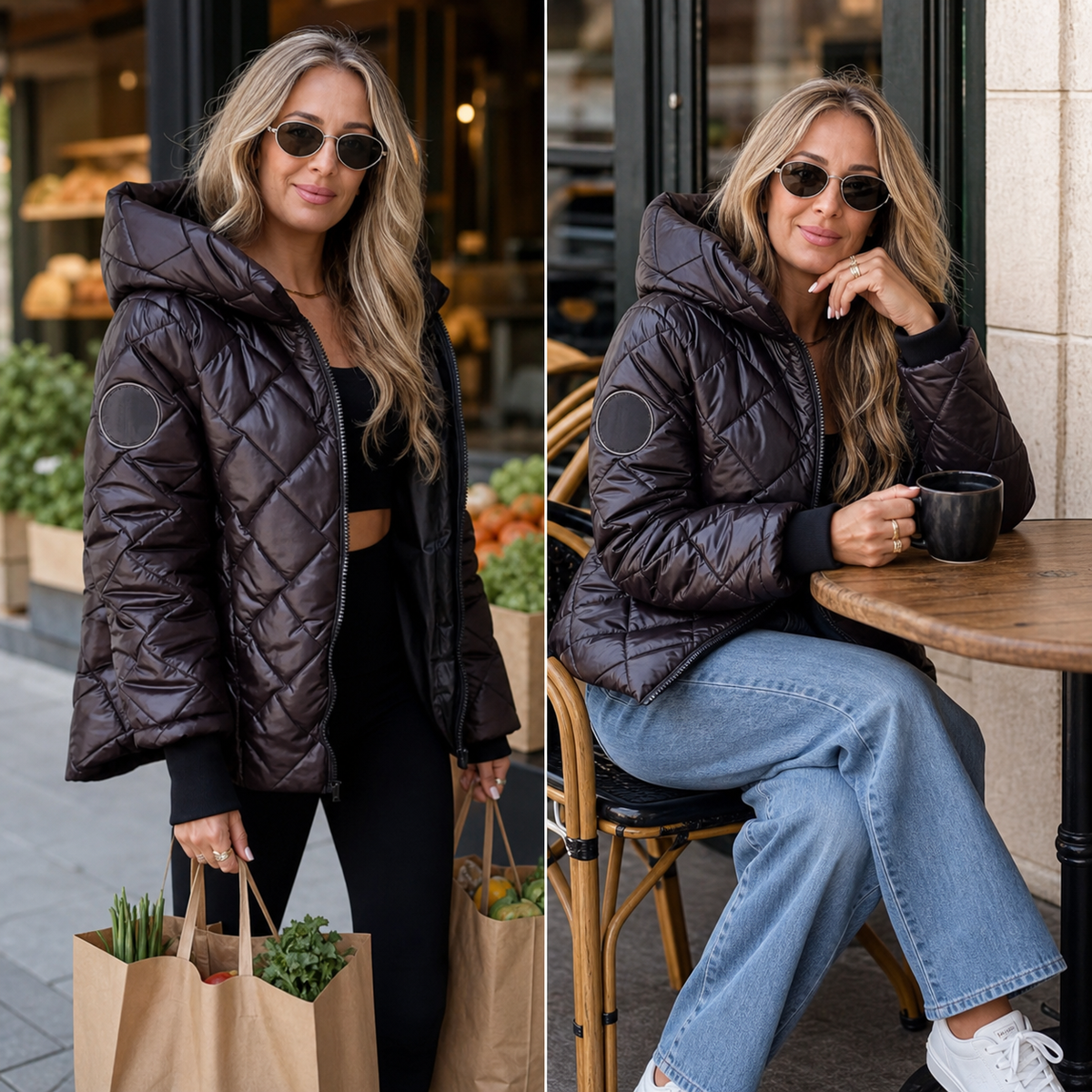 Agnese Bonacolsi™ Piumino leggero con cappuccio per uso quotidiano