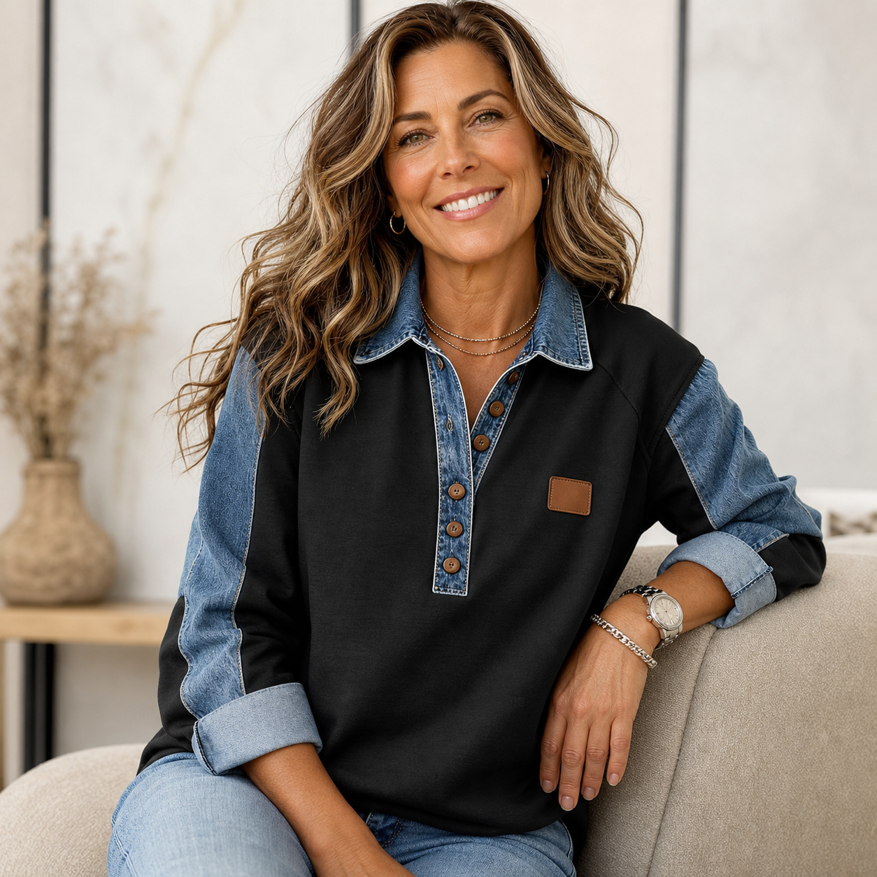Agnese Bonarrigo™ Giacca elegante con rever patchwork