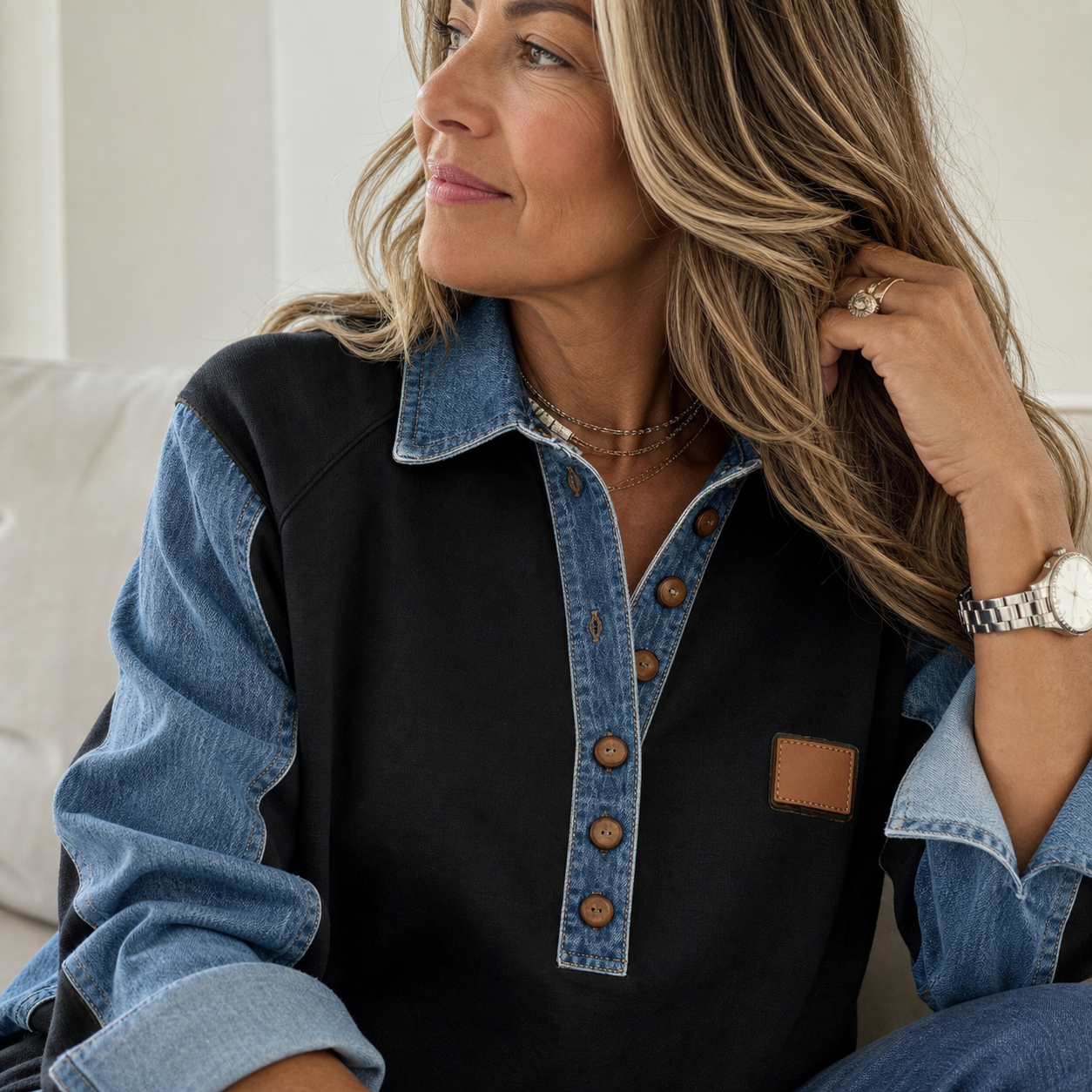 Agnese Bonarrigo™ Giacca elegante con rever patchwork