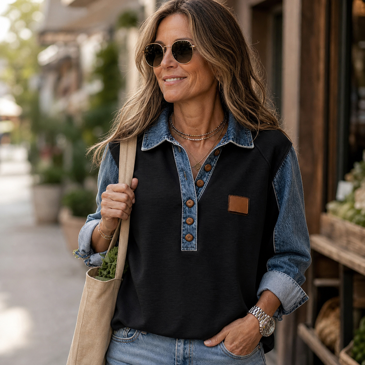 Agnese Bonarrigo™ Giacca elegante con rever patchwork