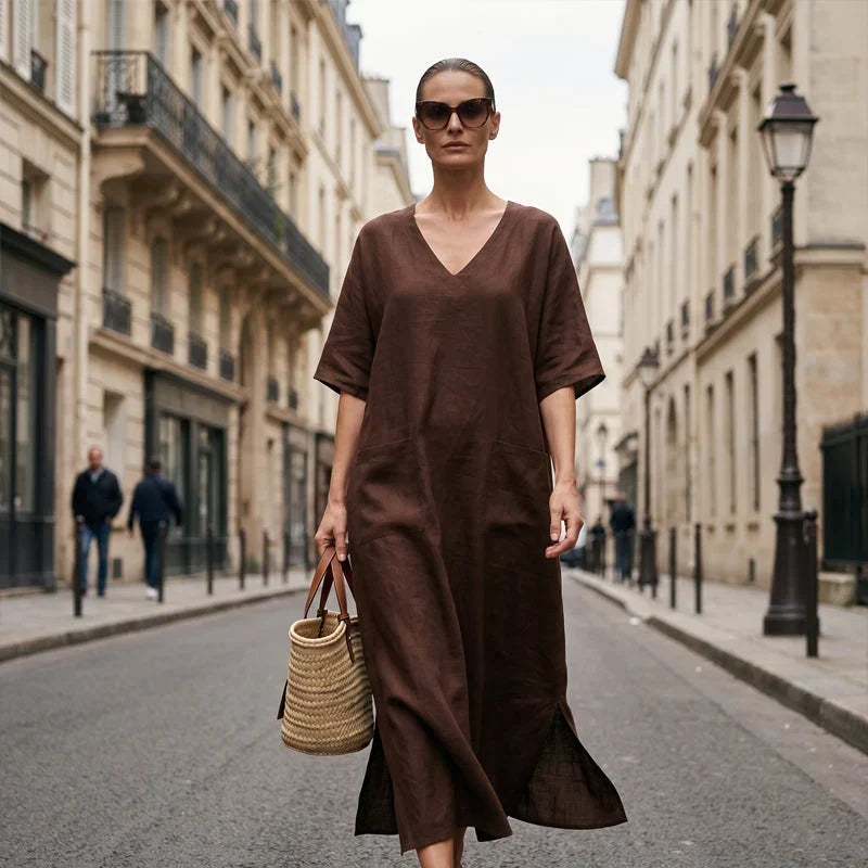 Agnese Borgognini™ Vestito maxi scollo a V valorizzante per le vacanze