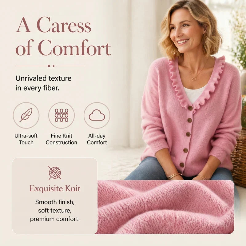 Agnese Borsani™ Cardigan con collo a balze per un'eleganza quotidiana
