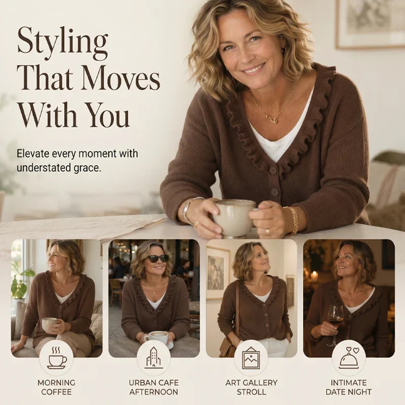 Agnese Borsani™ Cardigan con collo a balze per un'eleganza quotidiana