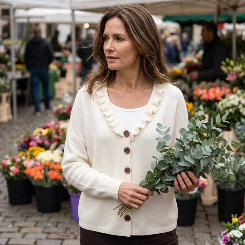 Agnese Borsani™ Cardigan con collo a balze per un'eleganza quotidiana