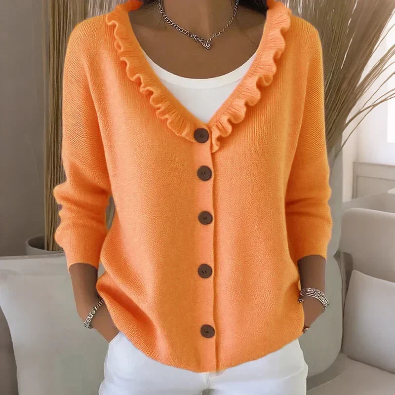 Agnese Borsani™ Cardigan con collo a balze per un'eleganza quotidiana